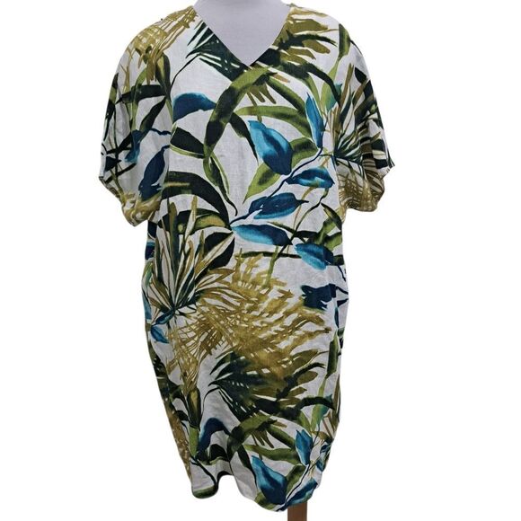 Chico's Linen Palm Print Tunic Wedge Short Dress Multi- Color Size 2 Large NWT - Picture 4 of 15